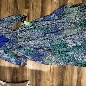 Alex B Petite Blue Green Paisley Dress